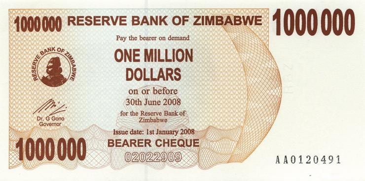 Zimbabwe P.053 1.000.000 Dollar 2008 (1) 