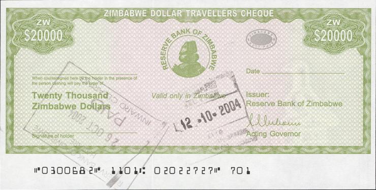 Zimbabwe P.018 20000 Dollars 2003 (1) 