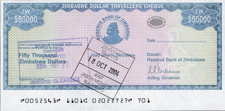 Zimbabwe P.019 50000 Dollars 2003 (2) 
