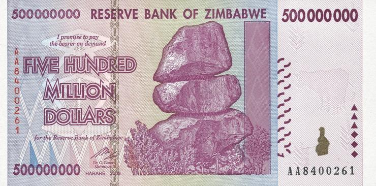 Zimbabwe P.082 500.000.000 Dollars 2008 (1) 