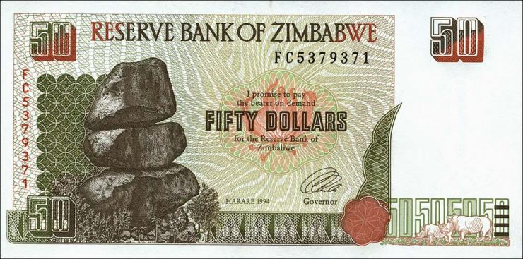 Zimbabwe P.008 50 Dollars 1995 (1) 