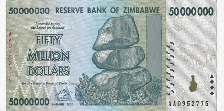 Zimbabwe P.079 50.000.000 Dollars 2008 (1) 