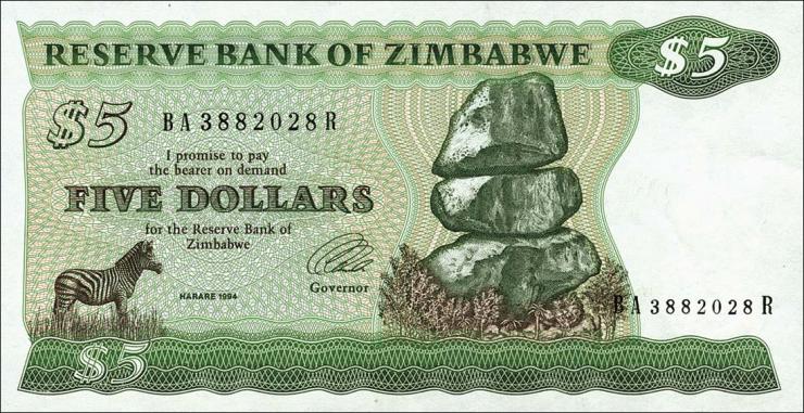 Zimbabwe P.002e 5 Dollars 1994 (1) 