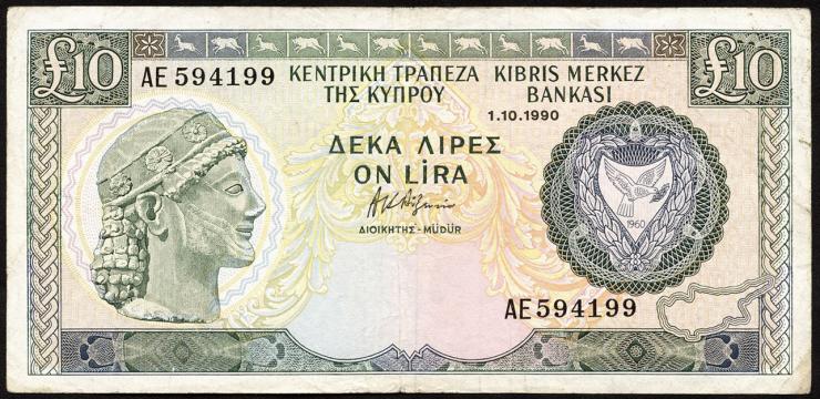 Zypern / Cyprus P.55a 10 Pounds 1990 (3) 