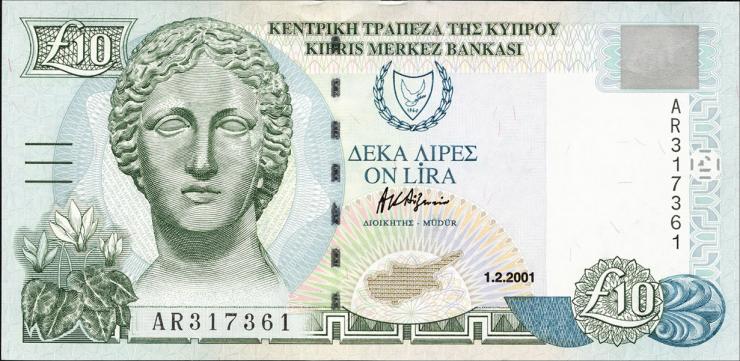 Zypern / Cyprus P.62c 10 Pounds 2001 (1) 