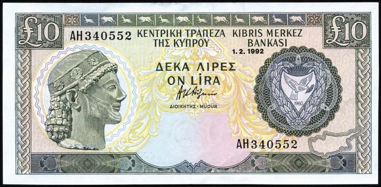 Zypern / Cyprus P.55b 10 Pounds 1992 (2) 