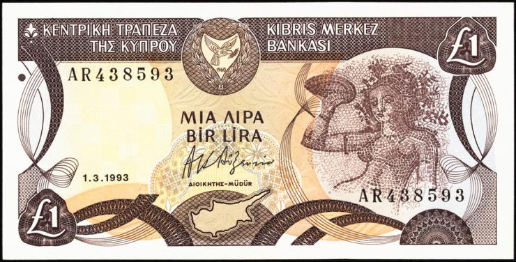Zypern / Cyprus P.53c 1 Pound 1993 (1) 