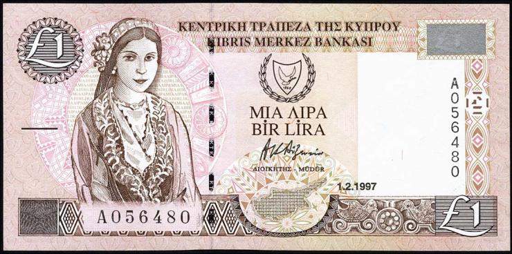 Zypern / Cyprus P.57 1 Pound 1.2.1997 (1) 