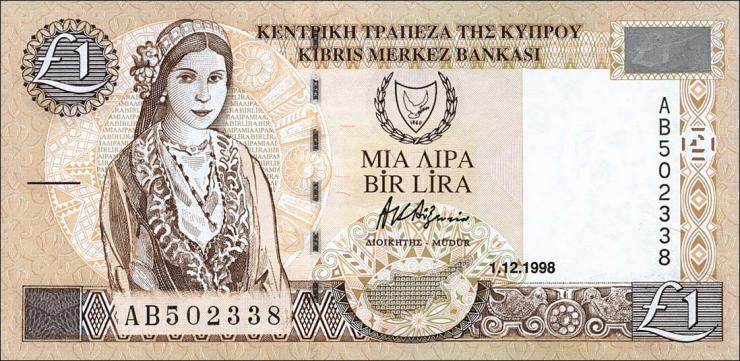 Zypern / Cyprus P.60b 1 Pound 1998 (1) 