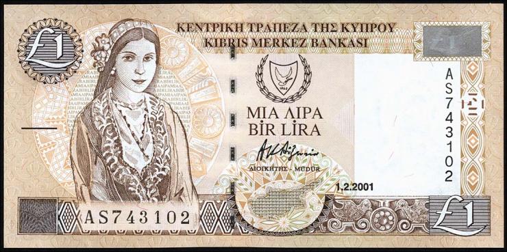 Zypern / Cyprus P.60c 1 Pound 2001 (1) 
