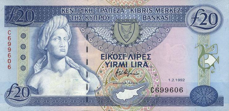 Zypern / Cyprus P.56a 20 Pounds 1992 (1) 