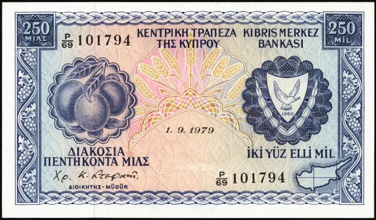 Zypern / Cyprus P.41c 250 Mils 1.9.1979 (1) 