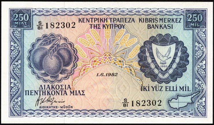 Zypern / Cyprus P.41c 250 Mils 1982 (1) 