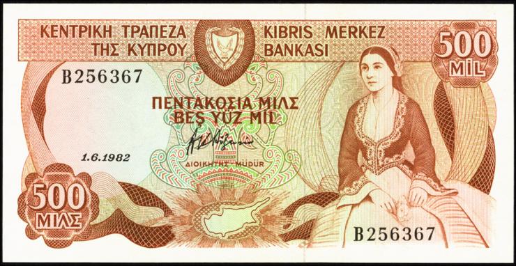 Zypern / Cyprus P.45 500 Mils 1982 (1) 