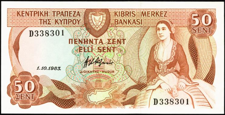 Zypern / Cyprus P.49 50 Cents 1983 (1) 