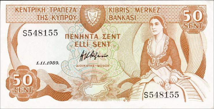 Zypern / Cyprus P.52 50 Cents 1989 (1) 