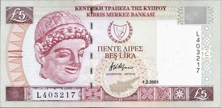 Zypern / Cyprus P.61a 5 Pounds 2001 (1) 