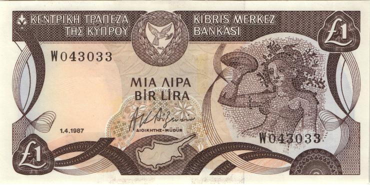 Zypern / Cyprus P.53a 1 Pound 1.4.1987 (1) 