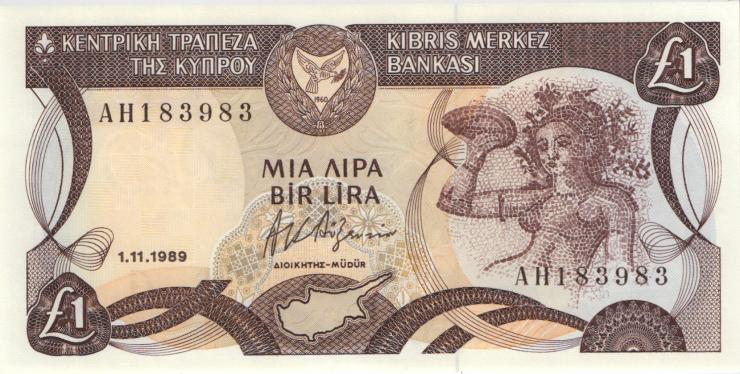 Zypern / Cyprus P.53a 1 Pound 1989 (1) 