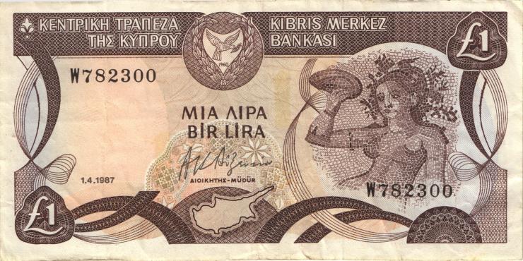 Zypern / Cyprus P.53a 1 Pound 1.4.1987 (3) 