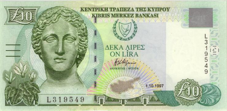 Zypern / Cyprus P.62a 10 Pounds 1.10.1997 (1) 