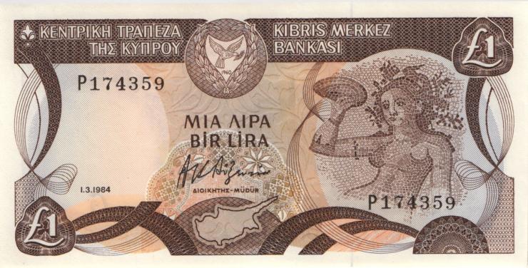 Zypern / Cyprus P.50 1 Pound 1984 (1) 