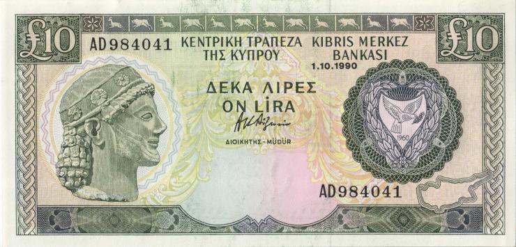 Zypern / Cyprus P.55a 10 Pounds 1990 (1/1-) 