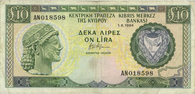 Zypern / Cyprus P.55c 10 Pounds 1994 (3) 