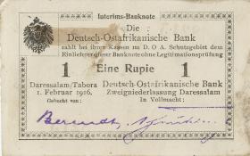 R.931c: Deutsch-Ostafrika 1 Rupie 1915 mit Überdruck X (2) 4-stellig 