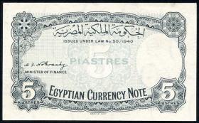 Ägypten / Egypt P.165a 5 Piaster (1940) (1) 