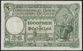 Belgien / Belgium P.104 1000 Francs = 200 Belgas 1935 (3+) 