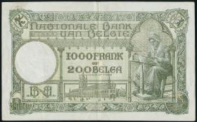 Belgien / Belgium P.104 1000 Francs = 200 Belgas 1938 (3+) 