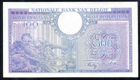 Belgien / Belgium P.124 500 Francs = 10 Belgas 1943 (2) 