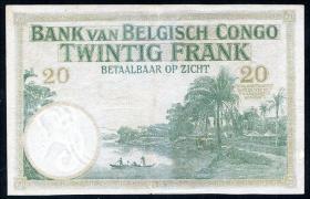 Belgisch-Kongo / Belgian Congo P.10f 20 Francs 1929 (3) 