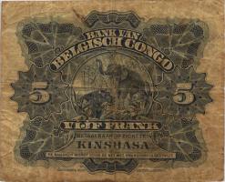 Belgisch-Kongo / Belgian Congo P.04A 5 Francs 03.04.1921 Kinshasa (4) 