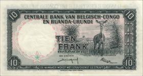 Belgisch-Kongo / Belgian Congo P.30b 10 Francs 1.10.1958 (3+) 