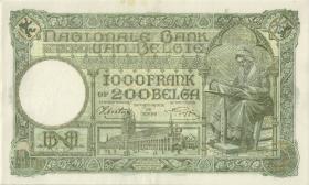 Belgien / Belgium P.110 1000 Francs = 200 Belgas 28.10.1943 (2+) 
