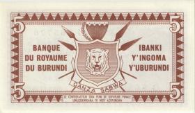 Burundi P.08 5 Francs 1.5.1965 (1) 