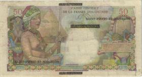 St. Pierre & Miquelon P.30b 1 NF auf 50 Francs (1960) (4) 