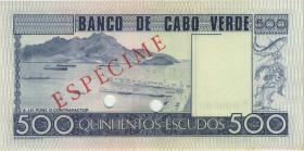 Kap Verde / Cape Verde P.55s 500 Escudos 1977 Specimen (1) 