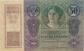 Österreich / Austria P.015 50 Kronen 1914 (3) "1" mit Stempel 