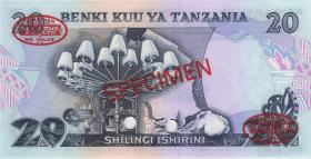 Tansania / Tanzania P.07s 20 Shillings (1978) Specimen (1) 
