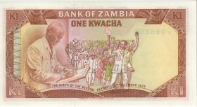 Sambia / Zambia P.16 1 Kwacha 1972 (1973) Gedenkbanknote (1) 