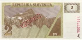 Slowenien / Slovenia P.02s1 2 Tolarjew 1990 Specimen (1) 