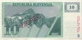 Slowenien / Slovenia P.04s1 10 Tolarjew 1990 Specimen (1) 