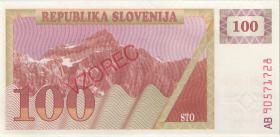 Slowenien / Slovenia P.06s1 100 Tolarjew 1990 Specimen (1) 