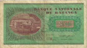 Katanga P.06a 20 Francs 1960 (3-) 