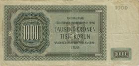 R.566d: Böhmen & Mähren 1000 Kronen 1942 (3-) CHb II. Auflage 