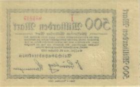 PS1167 Reichsbahn Kassel 500 Milliarden Mark 1923 (1) Knr ohne * 