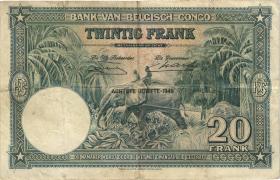 Belgisch-Kongo / Belgian Congo P.15G 20 Francs 18.5.1949 (3) 